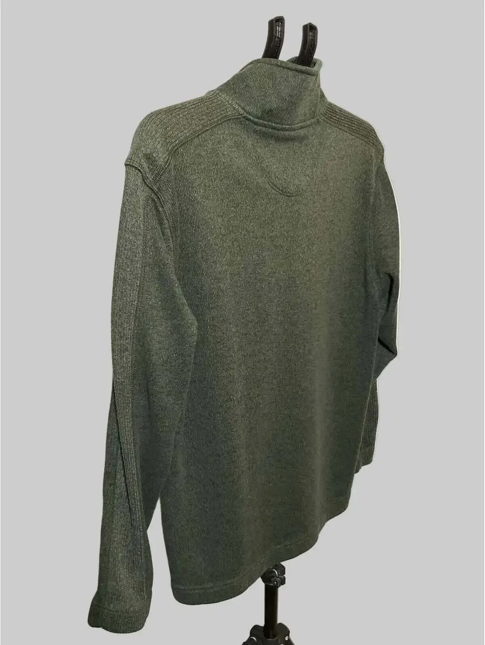 Van Heusen Mock Neck Button Pullover Sweater Mens Size L Olive Green